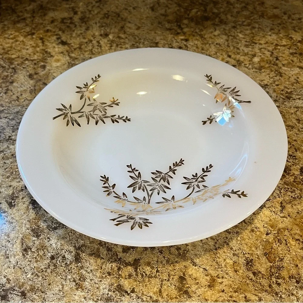 Beautiful Vintage Amber Glass Beaded Bowl and Federal White Milk Glass Bowl Set